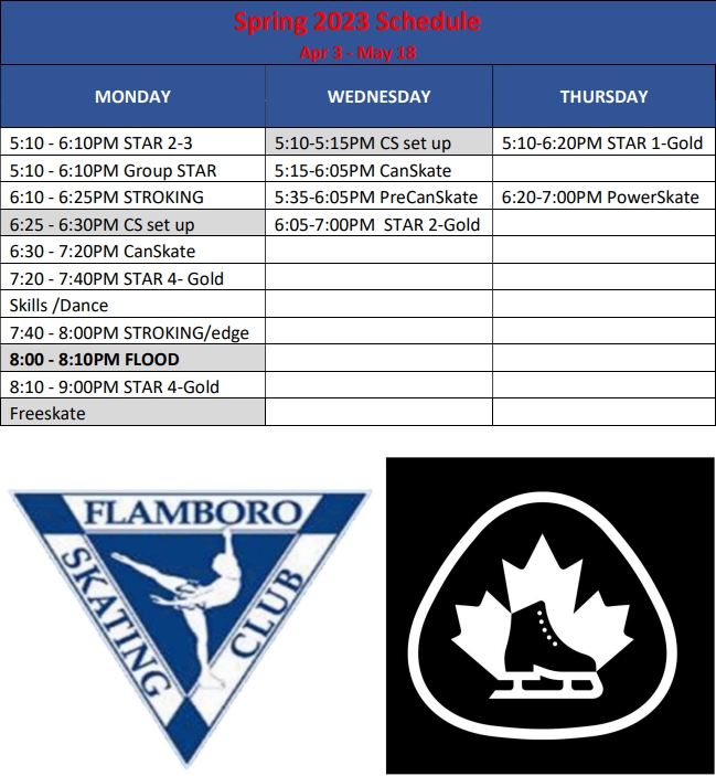Flamboro Skating Club Spring Schedule 2023